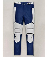 Wear Designer Zipper Men&#39;s Pant Blue Genuine Leather Lambskin Biker Styl... - $196.38 CAD