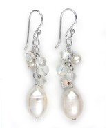 Sterling Silver Cultured Pearls, Swarovski Crystals, and Clear Quartz Cl... - $33.94 CAD