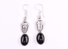 925 Plata de Ley Negro Onix Piedra Preciosa Mujer Hecho Pendientes Gota Colgante - £35.82 GBP+