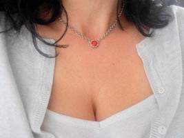 Swarovski Necklace, Dainty, Delicate Necklace, Minimalist, Opal Red, Bridesmaid  - £22.35 GBP