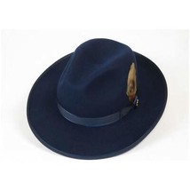 Mens Hat BRUNO CAPELO Australian Wool Wide Brim Fedora Melrose MR371 Navy Blue image 2
