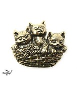 Vintage Avon Cats in a Basket of Love Lapel Tac 1" Pin - Cute Kittens -  Hey Viv - £9.58 GBP