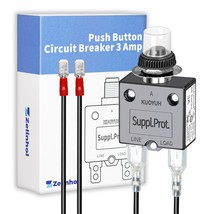 Push Button Circuit Breaker, Low Voltage Circuit Protector 3 Amp, Fuse T... - £34.59 GBP