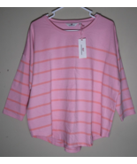 Vineyard Vines Fashion Knits Striped Drop Shoulder Top Pink Cloud / Peac... - $38.61
