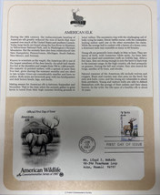 American Wildlife Mail Cover FDC &amp; Info Sheet American Elk 1987 - $9.85