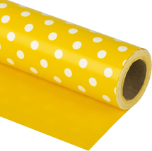 Reversible Wrapping Paper - Yellow and Polka Dot Design for Birthday, Holiday, W - £23.06 GBP