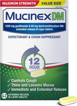 Mucinex DM 12Hr 1200mg Maximum Strength Cough Medicine For Adults, Cold ... - $39.99