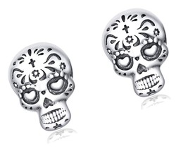 Fashion Tiny Skull Stud Earrings Sterling Silver S925 for - $51.49