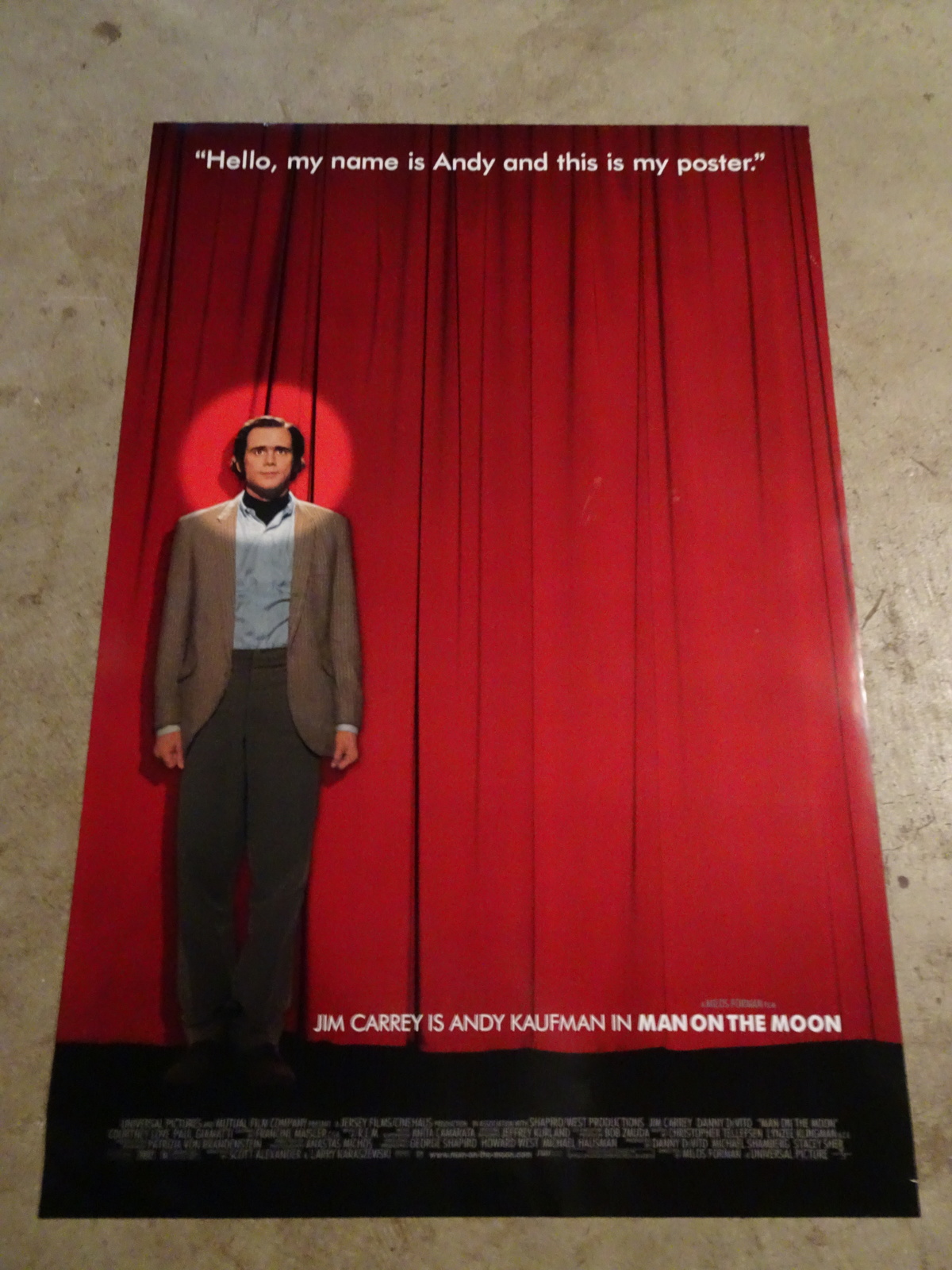 MAN ON THE MOON - MOVIE POSTER WITH JIM CARREY - $20.00