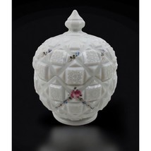 Westmoreland Vintage Milk Glass Covered Dish Floral Design Diamond Pattern - £33.70 GBP