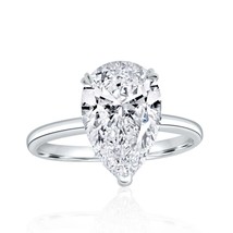 Igi Zertifiziert 3.36Ct F-VS1 Birne Kunstdiamanten Grown Diamantring 14k Weiß - £4,528.93 GBP