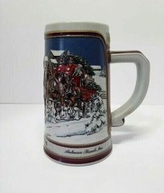 Vintage 1989 Budweiser Holiday Beer Stein Mug Clydesdale Collectors Series - £17.26 GBP