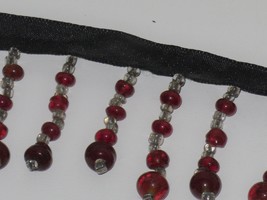 Red &amp; Clear Bead Dangle Trim Sew On Beads Vintage Remnant - $14.95
