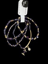 Purple Crystal Beaded Bracelet 4 Strands - £7.55 GBP