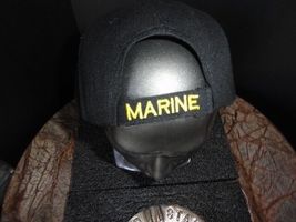 USMC Black Baseball Cap and Alum Nickel Chrome Plated Ashtray 7" Diameter NEW image 6