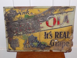 Vintage Drink Grape Ola For Sale Here Tin Embossed Sign - $138.60