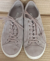 ECCO Women&#39;s Grey Suede Leather Lace Up Sneakers Shoes Gray Size 8 Extra Width - £17.13 GBP