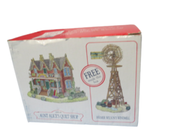 Vtg 1997 Liberty Falls Village 2 Pc Set Quilt Shop &amp; Windmill New Open Box - £11.85 GBP