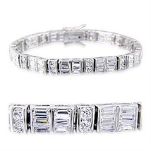 32024 - Rhodium Brass Bracelet with AAA Grade CZ  in Clear - $28.50