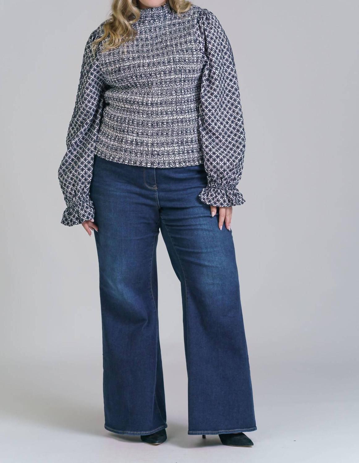 Marie Oliver Glennon Long Sleeve Mock Neck Top - Plus Navy - $188.00