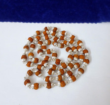 Indian Rudraksha mala  Silver Chain Beads Chain Necklace Handmade India - $59.19