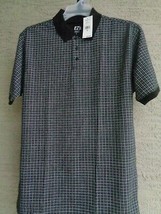Haggar EZ&#39;S S Polo Shirt Cotton Blend Jersey S/S Black Multi Checkes Msr... - $13.85