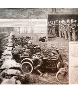 1917 WW1 Motorcycle Battery Artillery Leslie&#39;s Weekly Print Page Militar... - $1,332.57 MXN
