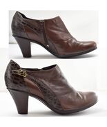 Clarks Bendables Brown Leather Booties Embossed Croc Side Zip - Women&#39;s ... - €23,65 EUR