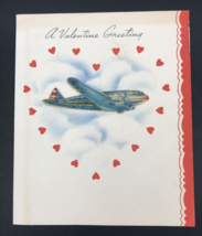 VTG 1947 Twin Engine Turboprop Plane Valentine Greeting Card -- 5&quot; x 6&quot; ... - £9.76 GBP