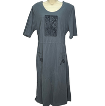Vintage Piccalino Plus Womens Short Sleeve Dress Size 16W Blue Graphic P... - $39.55