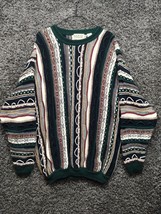 Vintage Cotton Traders 3D Knit Sweater Men Large Green Biggie Cosby Coog... - £92.31 GBP
