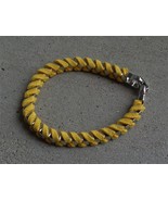 Lia Sophia Tightrope Silver Tone Mustard Yellow Suede Wrapped Bracelet 7.5&quot; - £8.59 GBP
