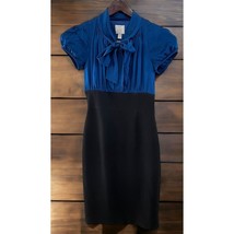 Suzi Chin for Maggy Boutique Pencil Dress Size 4 Bow Tie Blue Black - £22.52 GBP