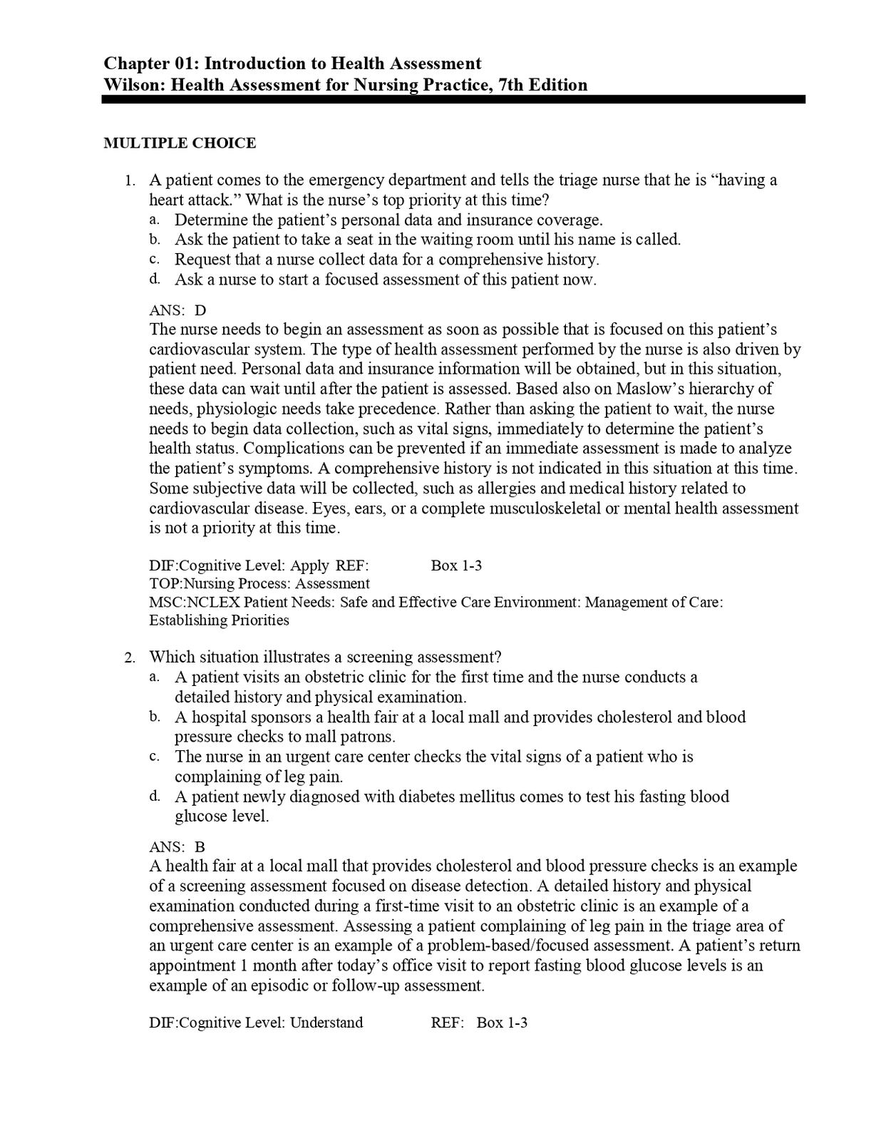 Test Bank For Health Assessment for Nursing Practice 7th Edition by Susa... - $17.99