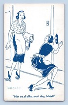Comic Spying Maid Says that Men Are All Alike Humor Arcade Card Q11 - £3.07 GBP