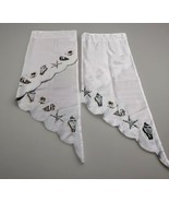 2 Renaissance Home Valance White Embroidered Seashell Starfish Scalloped... - $14.69