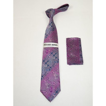 Men's Stacy Adams Necktie and Hankie Set Fancy Design Silky Look SAT20 Pink image 3