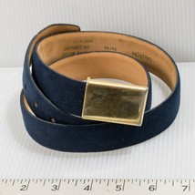 Halston Navy Blue Suede Leather Belt Gold Buckle - $54.44