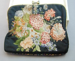 Antique Micro Petitpoint Needlepoint Purse Exquisite Jeweled Frame LA Paris READ - £195.92 GBP