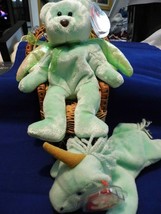 TY BEANIE BABY RETIRED GREEN HALO I THE Angel Stuffed Bear (Hand Dyed) - $11.25