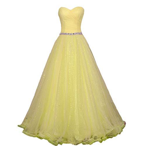 Plus Size Criss Cross Pleats Beaded Tulle Long Evening Prom Dress Yellow US 22W