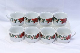 Gibson Poinsettia Holiday Christmas Cups Lot of 8 - £25.31 GBP