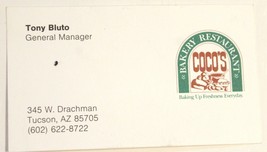 Coco&#39;s Bakery restaurant Vintage Business Card Tucson Arizonabc4 - £3.89 GBP