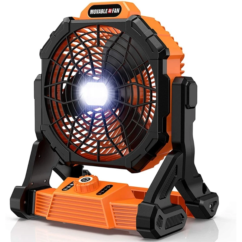 Outdoor Portable Camping Tent Fan with LED Light 7800mAh Battery Solar Powered - £49.40 GBP