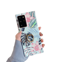 Anymob Samsung Green Leaf Laser Marble Gradient Phone Case Ring Holder Back  - £23.17 GBP