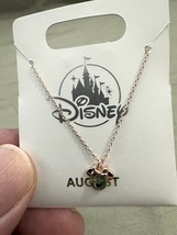 Disney Parks Minnie Mouse Faux Peridot August Birthstone Necklace Gold Color NEW image 2