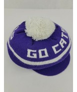 Vintage Northwestern Wildcats Purple White Pom Knit Beanie Beret Winter ... - £28.31 GBP