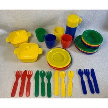 Primary Colored Kitchen Plastic Dishes Cookware and Utensils for Play Ki... - $450.39 MXN