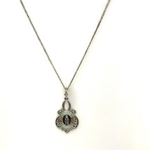 Vtg Sterling Signed JRF Our Lady Miraculous Enamel Pendant Chain Necklace 18 3/4 - £50.61 GBP