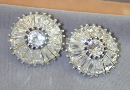 Spectacular Vintage Clip Rhinestone Earrings Unusual Large Tapered Baguettes - £23.97 GBP